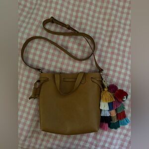 Madewell Gold Leather Crossbody Bag with Multicolor Tassels